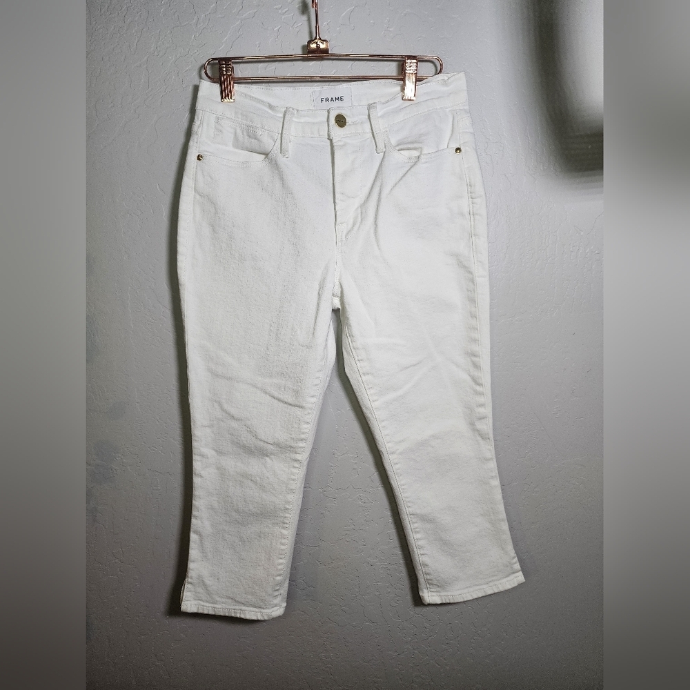 Frame White Cropped Skinny Jeans Size 28‎